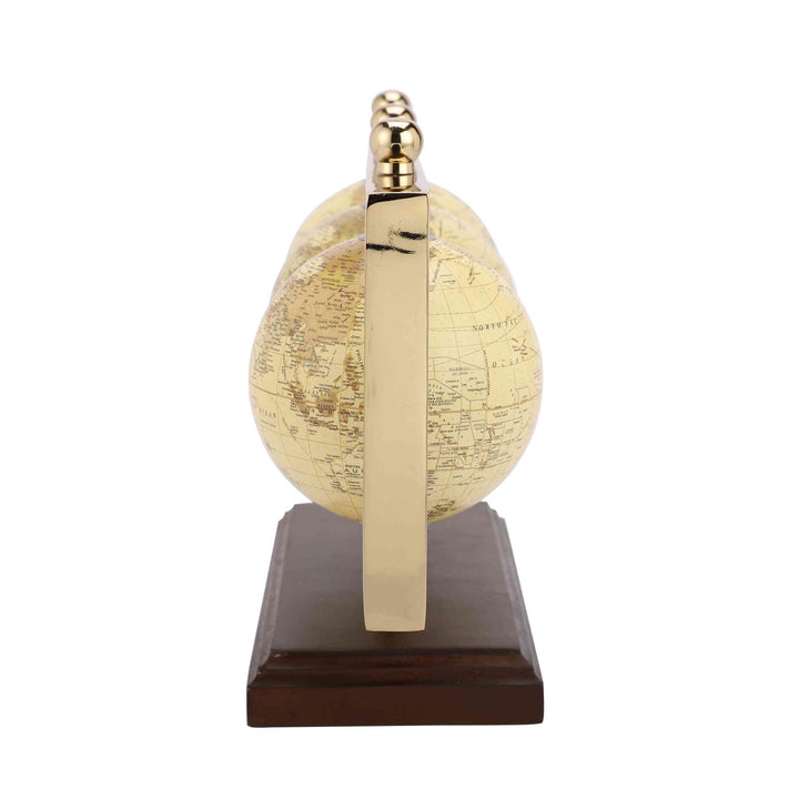 Triple Vertical Globe Odyssey | Revolving Wooden Base Decor for Offices