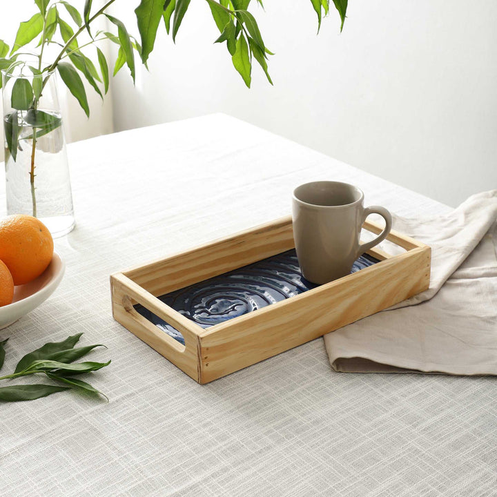 Duran Blue Spiral Elegance Tray | Vibrant Small Glass Tray for Decor