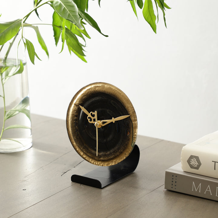 Pierre Black Gold Table Clock | Luxurious Timepiece for Modern Homes