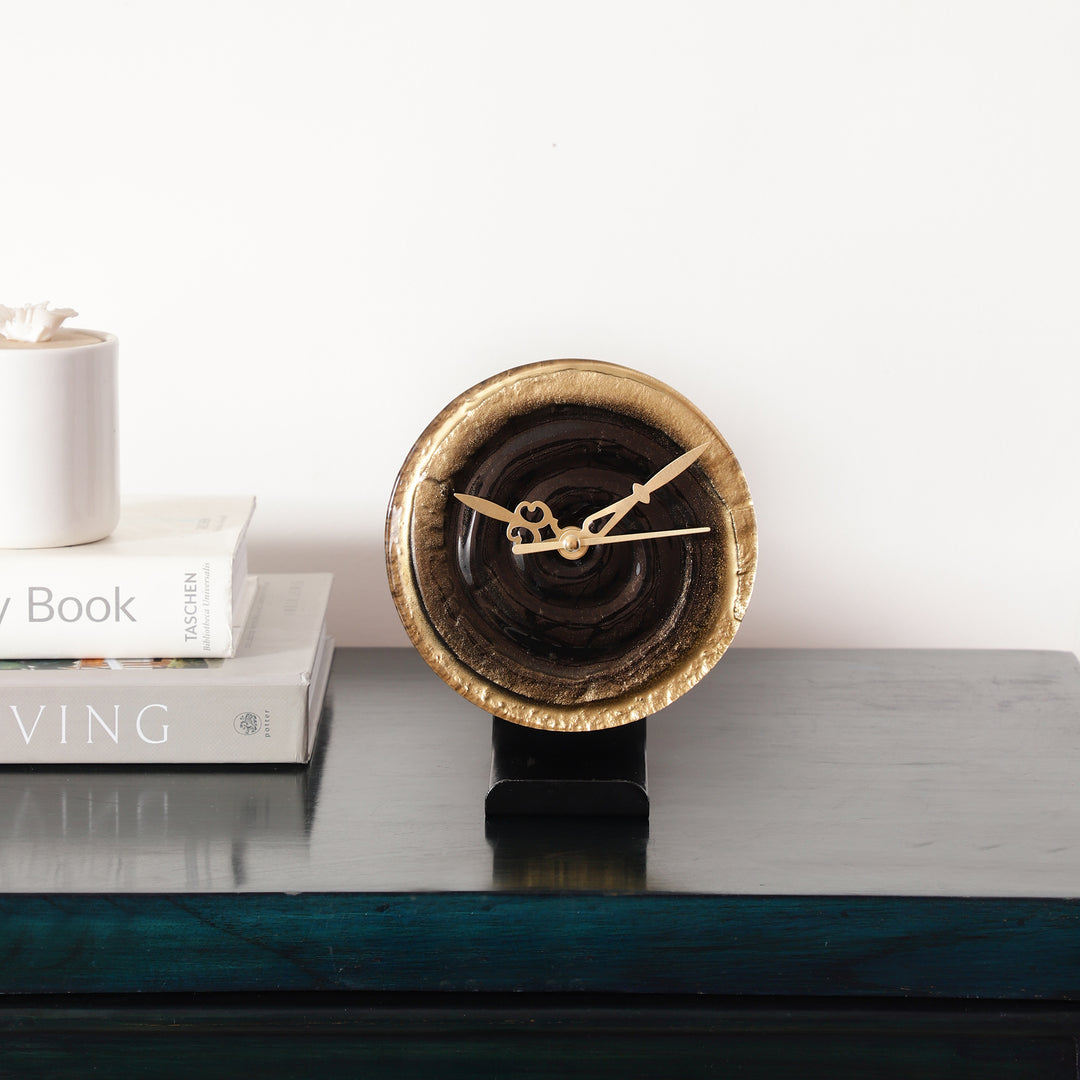 Pierre Black Gold Table Clock | Luxurious Timepiece for Modern Homes