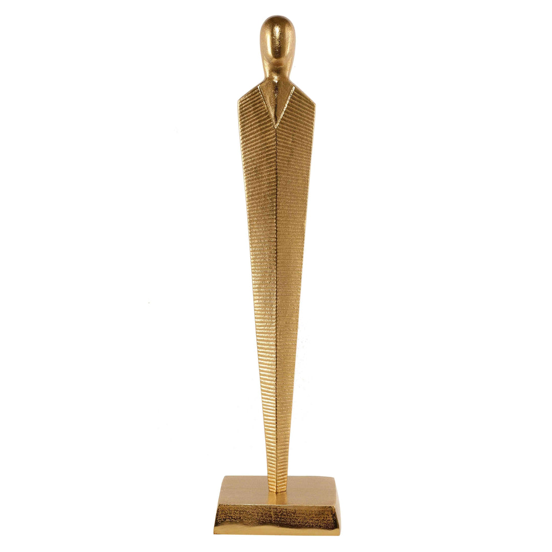 Golden Pedestal Majestic Figurine | Luxe Gold Sculpture for Elegant Rooms