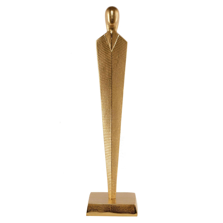 Golden Pedestal Majestic Figurine | Luxe Gold Sculpture for Elegant Rooms