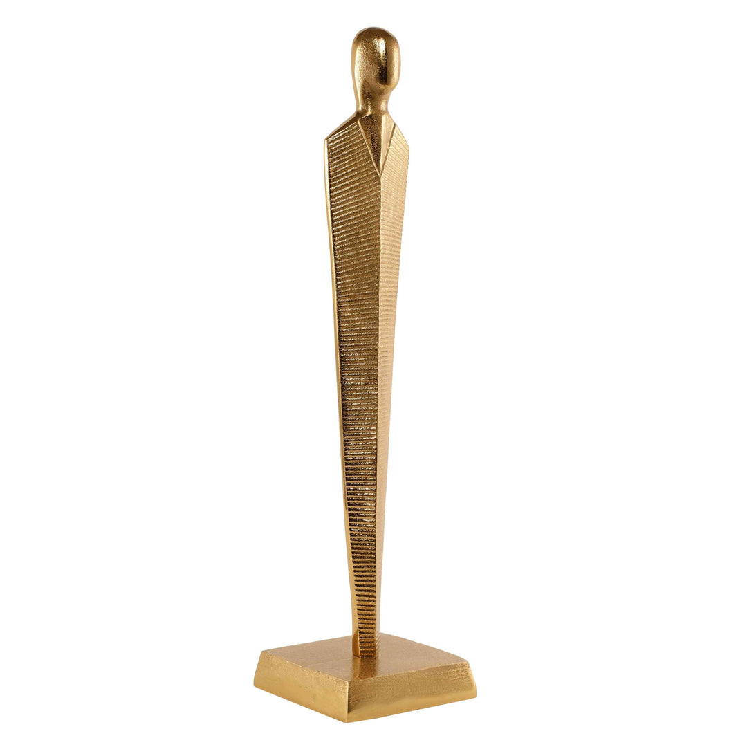 Golden Pedestal Majestic Figurine | Luxe Gold Sculpture for Elegant Rooms