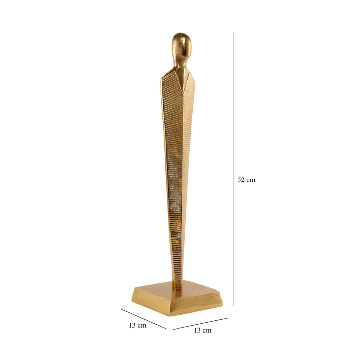 Golden Pedestal Majestic Figurine | Luxe Gold Sculpture for Elegant Rooms