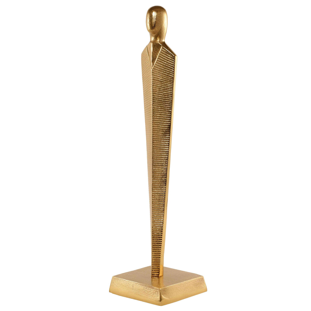 Golden Pedestal Majestic Figurine | Luxe Gold Sculpture for Elegant Rooms