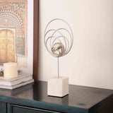 Crystal Sphere Ring Sculpture with Marble Base | Luxe Decor