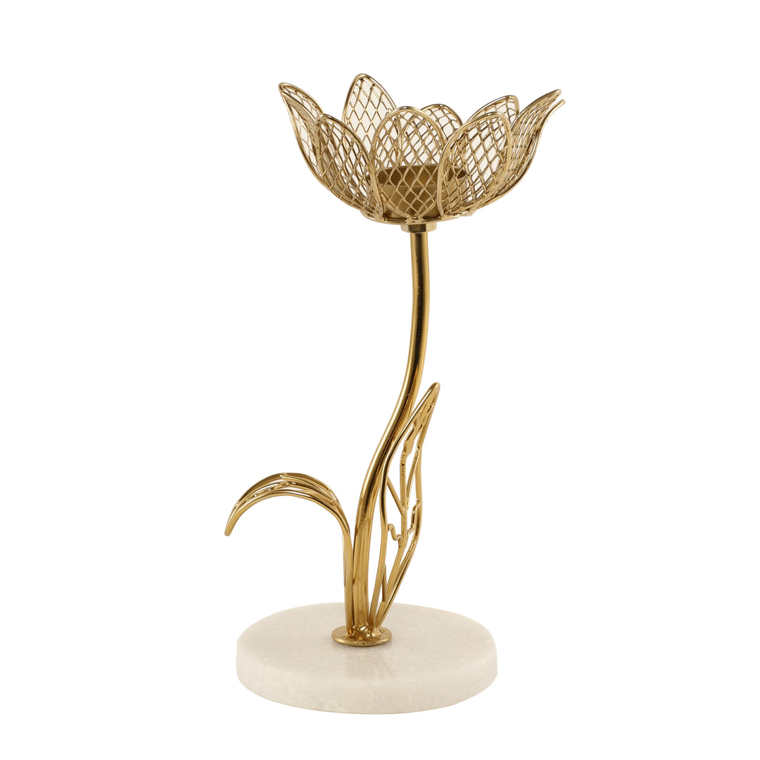 Kamal Lotus Marble Tealight | Serene Lotus-Design Candle Holder