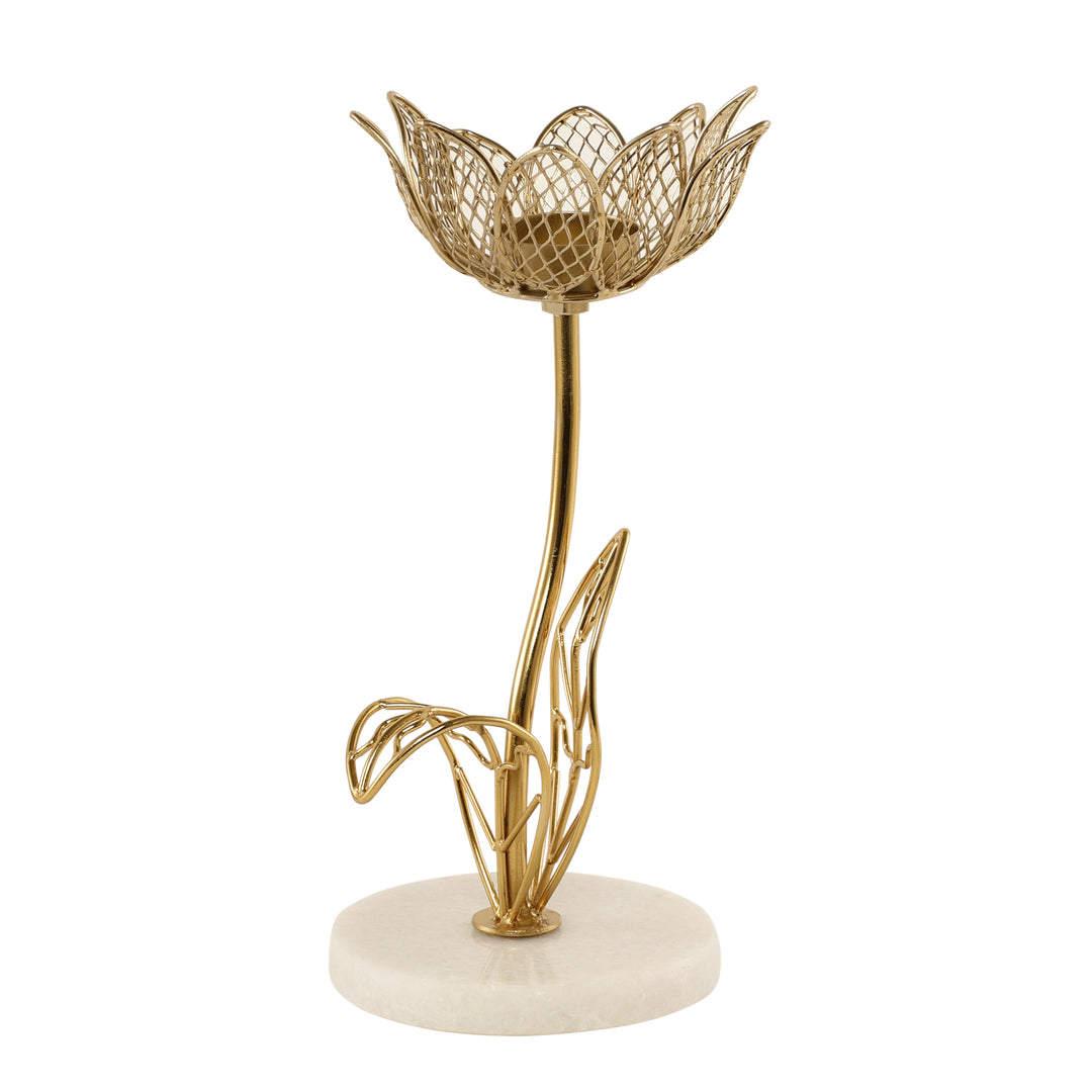 Kamal Lotus Marble Tealight | Serene Lotus-Design Candle Holder