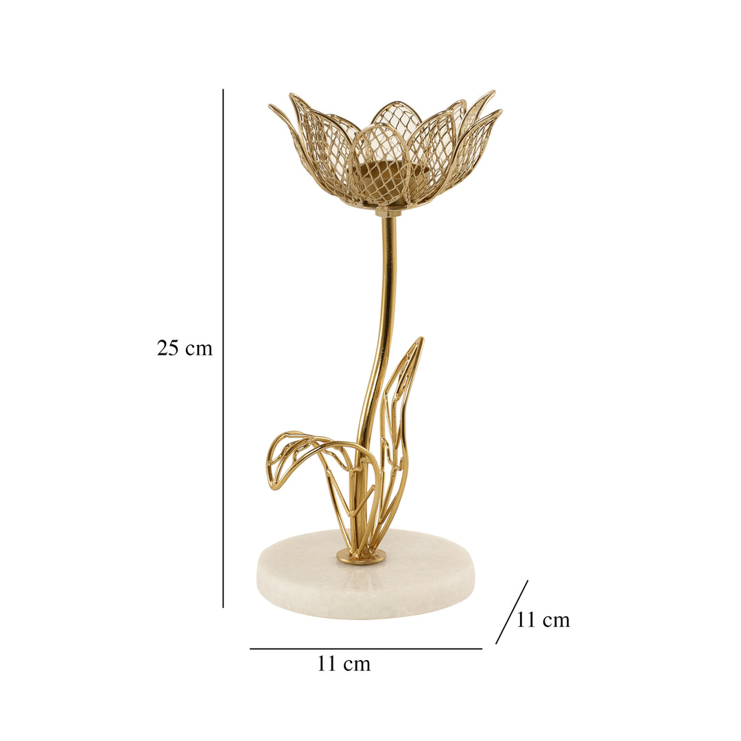Kamal Lotus Marble Tealight | Serene Lotus-Design Candle Holder