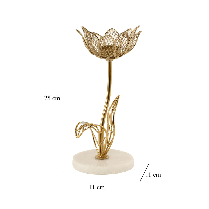 Kamal Lotus Marble Tealight | Serene Lotus-Design Candle Holder