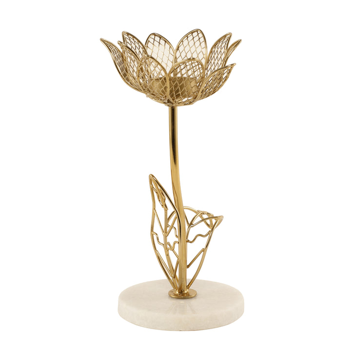 Kamal Lotus Marble Tealight | Serene Lotus-Design Candle Holder