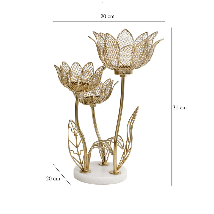 Lotus Triple-Tealight Marble Glow | Serene Marble Holder for Ambiance