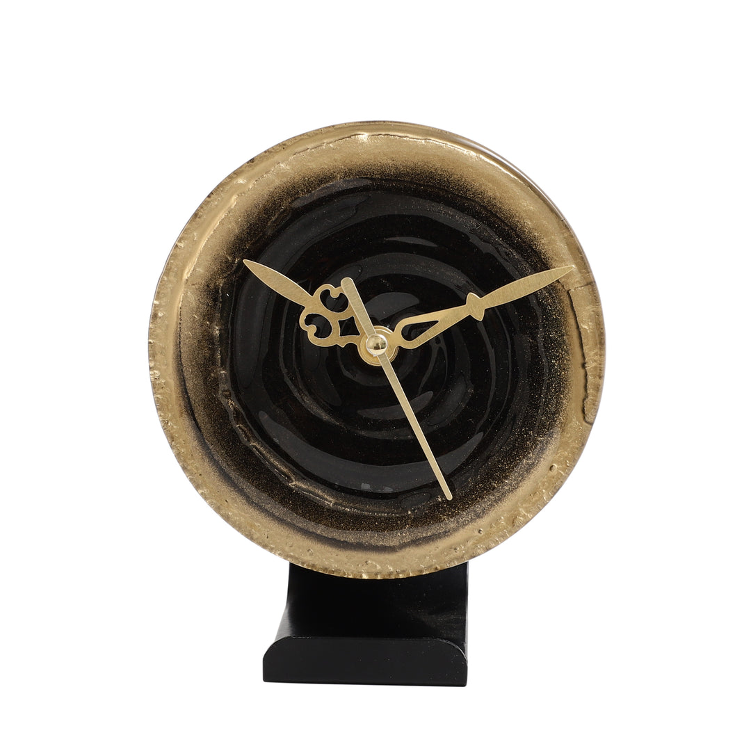 Pierre Black Gold Table Clock | Luxurious Timepiece for Modern Homes