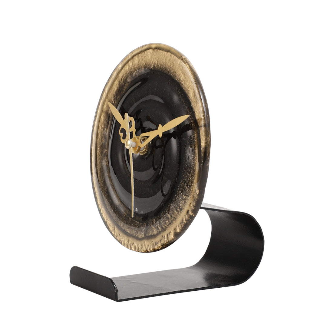 Pierre Black Gold Table Clock | Luxurious Timepiece for Modern Homes