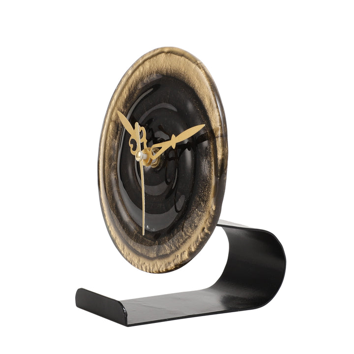 Pierre Black Gold Table Clock | Luxurious Timepiece for Modern Homes