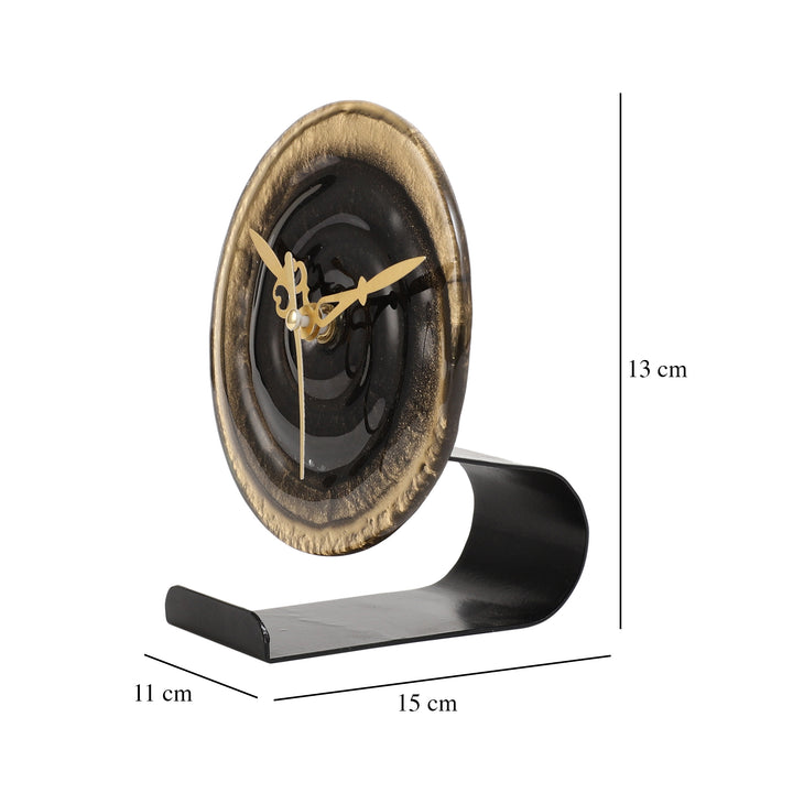 Pierre Black Gold Table Clock | Luxurious Timepiece for Modern Homes