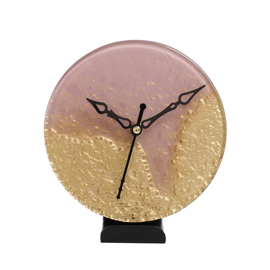 Rhea Pink Glass Time Charm | Delicate Pink Table Clock for Romantic Spaces