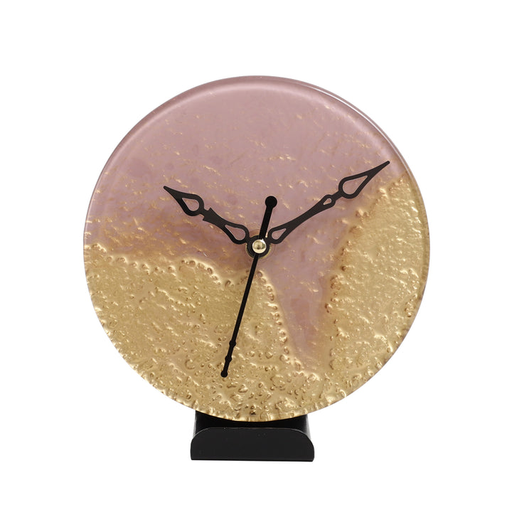Rhea Pink Glass Time Charm | Delicate Pink Table Clock for Romantic Spaces