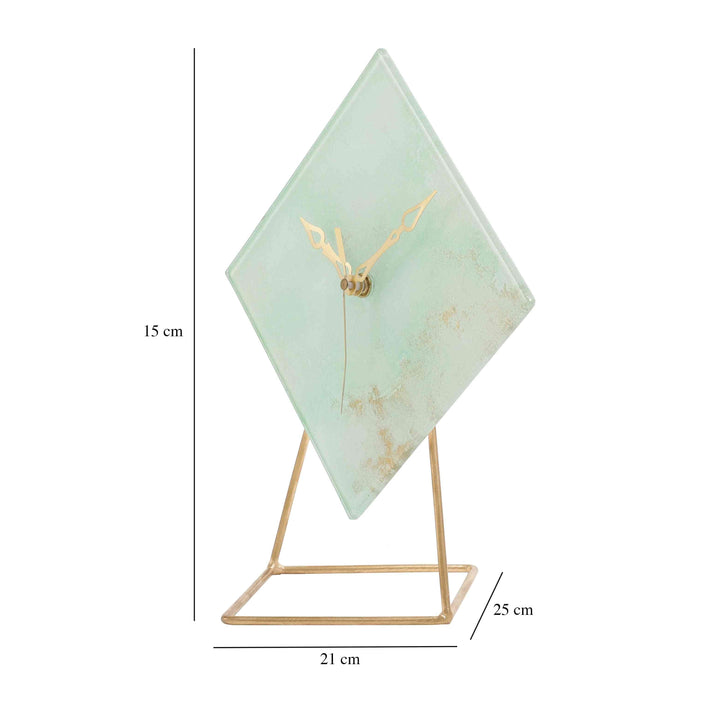 Hannah Emerald Embossed Clock | Green Glass Timepiece for Elegant Decor
