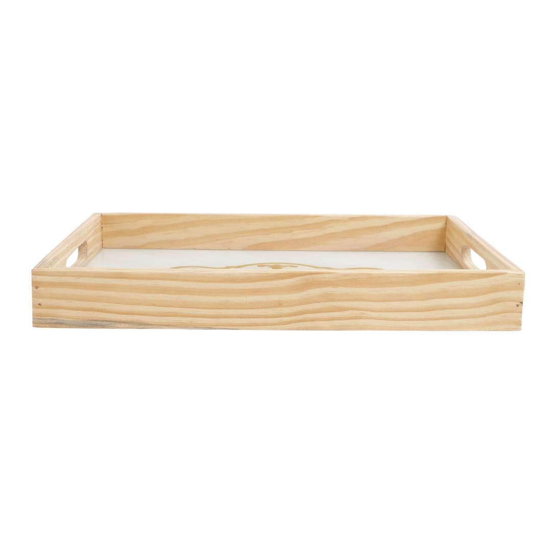Zamora White Embossed Glass Tray | Elegant Serving Piece for Any Occasion