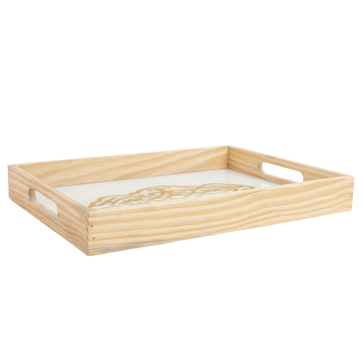 Zamora White Embossed Glass Tray | Elegant Serving Piece for Any Occasion