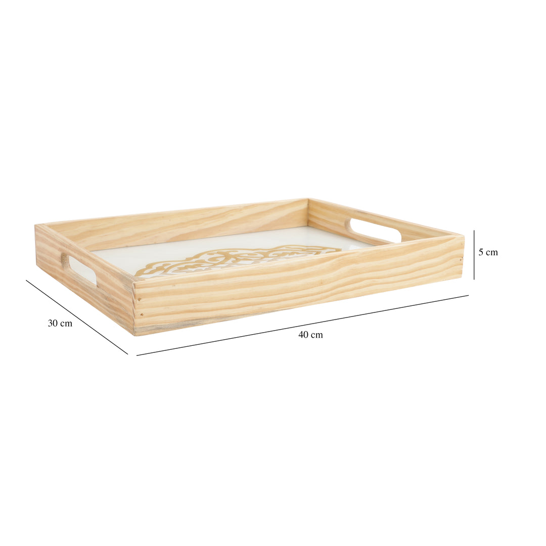 Zamora White Embossed Glass Tray | Elegant Serving Piece for Any Occasion