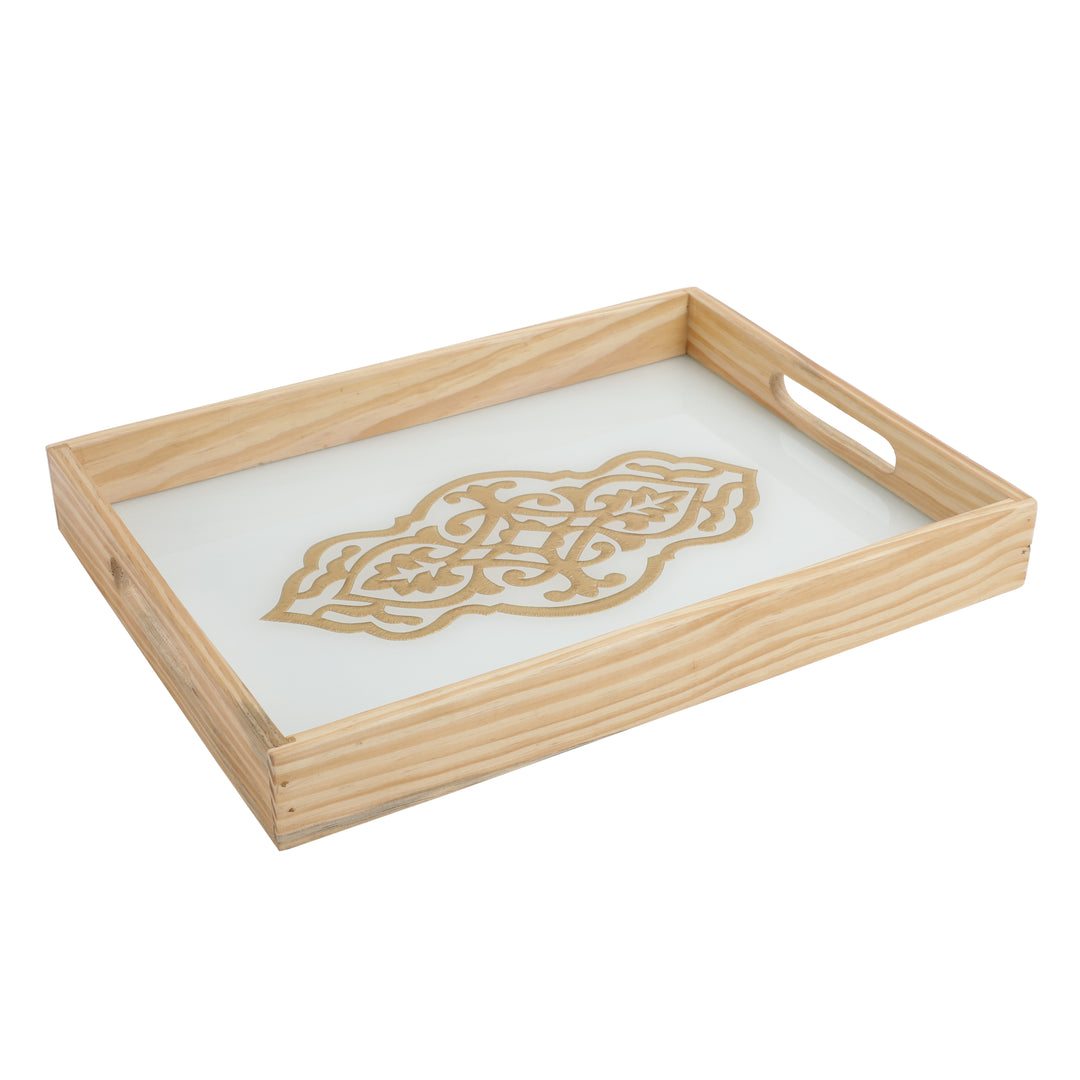 Zamora White Embossed Glass Tray | Elegant Serving Piece for Any Occasion