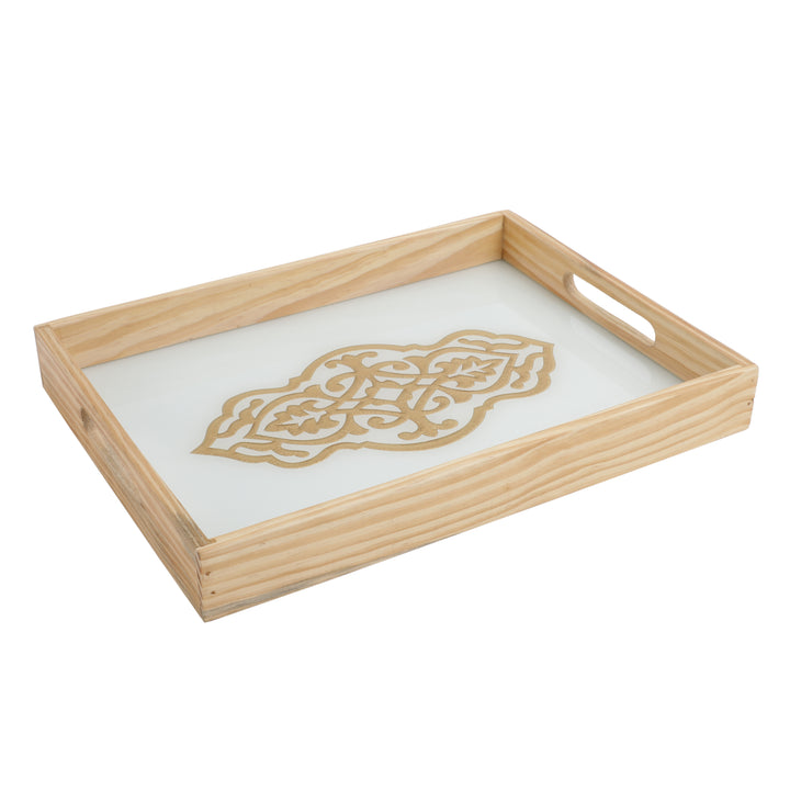 Zamora White Embossed Glass Tray | Elegant Serving Piece for Any Occasion