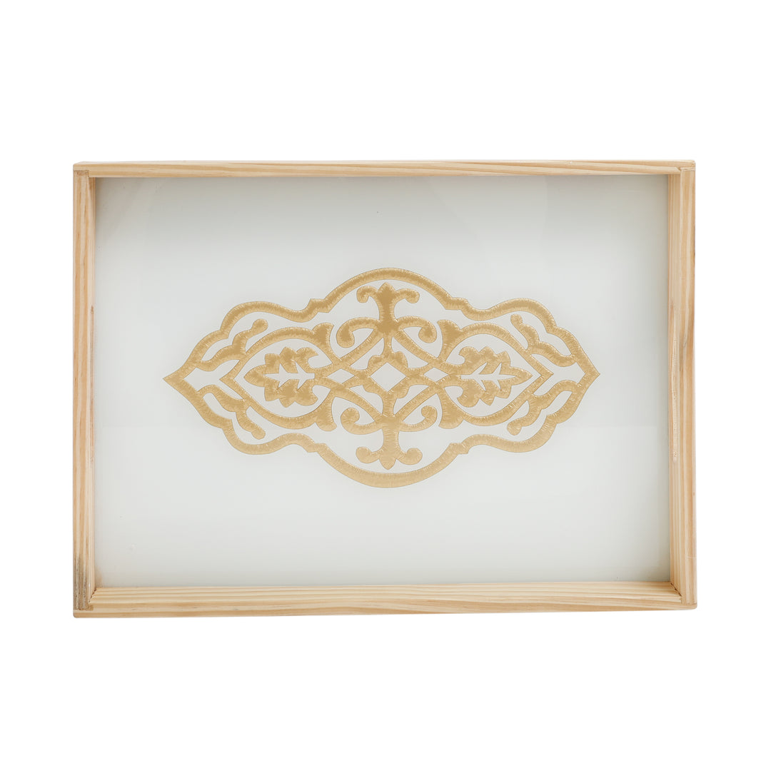 Zamora White Embossed Glass Tray | Elegant Serving Piece for Any Occasion