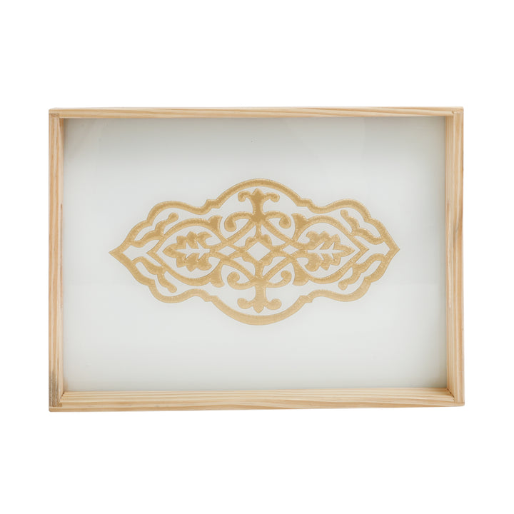 Zamora White Embossed Glass Tray | Elegant Serving Piece for Any Occasion