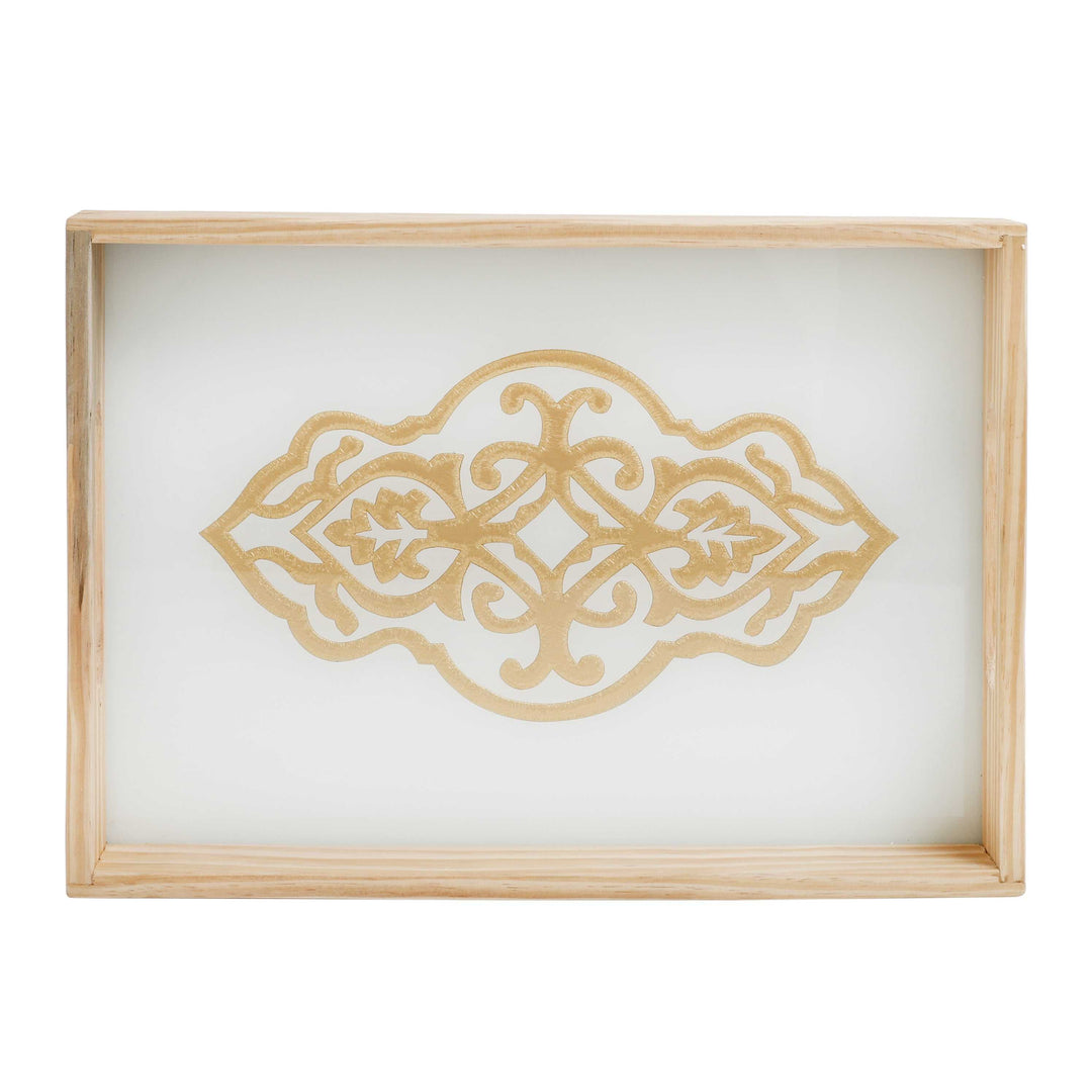 Zamora White Embossed Tray | Elegant Small Glass Tray for Serving