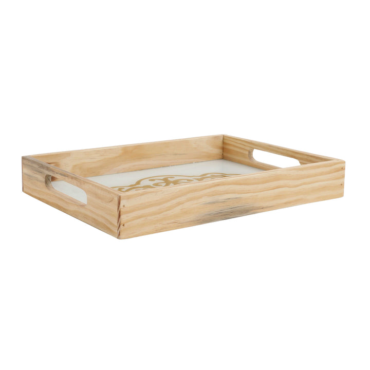 Zamora White Embossed Tray | Elegant Small Glass Tray for Serving