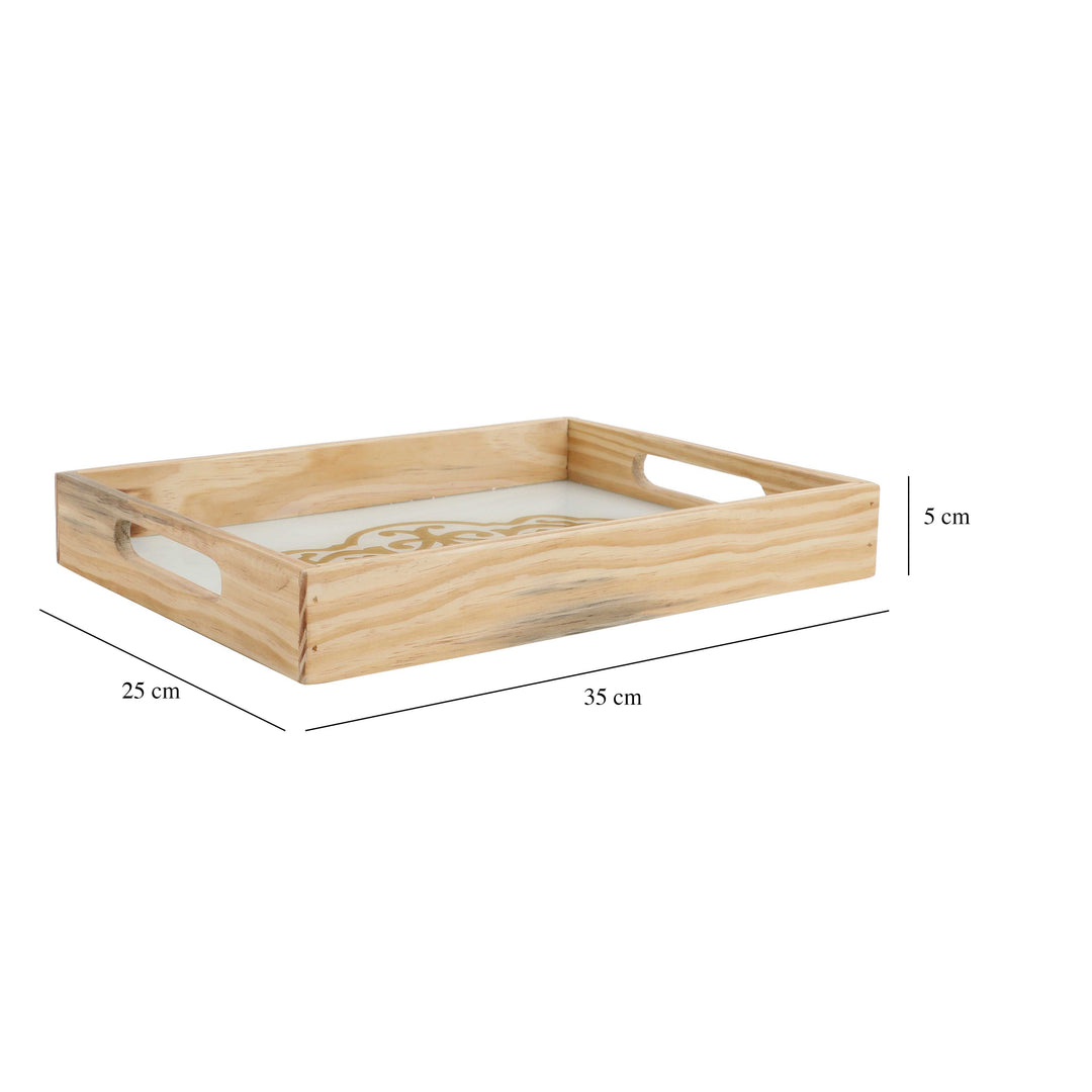 Zamora White Embossed Tray | Elegant Small Glass Tray for Serving