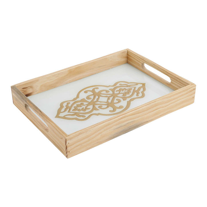 Zamora White Embossed Tray | Elegant Small Glass Tray for Serving