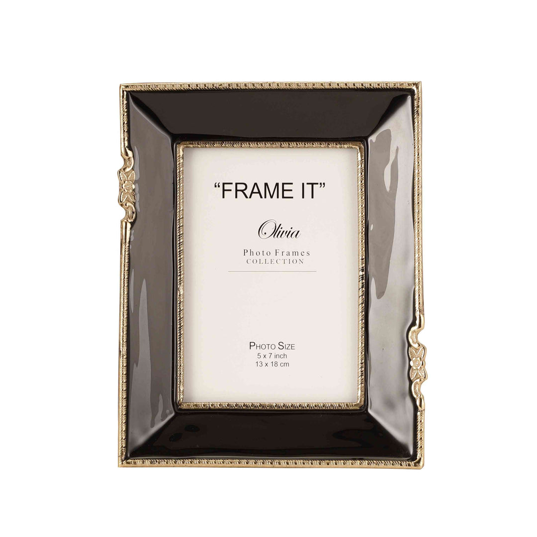 Enamel Embrace Jet Black Frame | Sleek Photo Display for Modern Decor