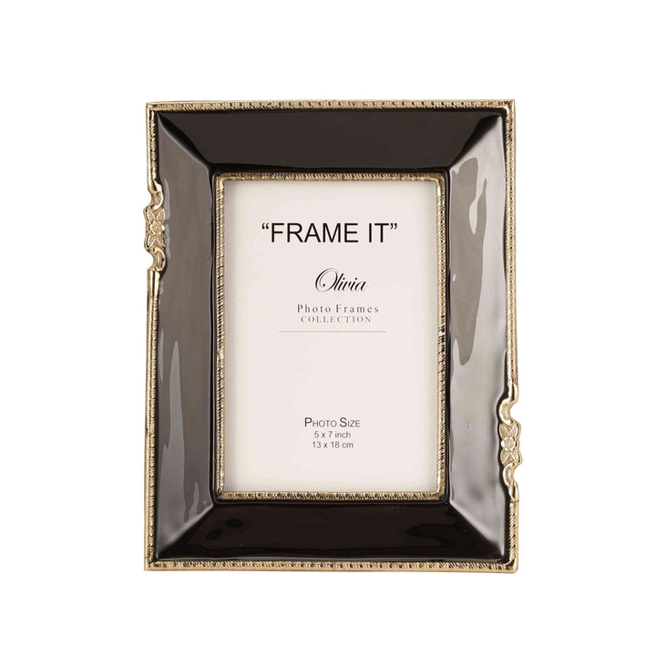 Enamel Embrace Jet Black Frame | Sleek Photo Display for Modern Decor