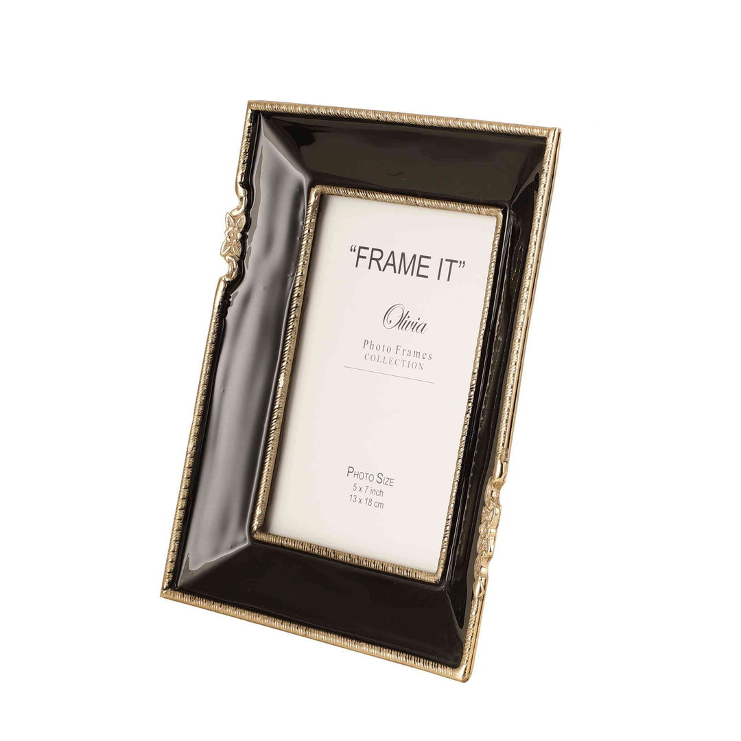 Enamel Embrace Jet Black Frame | Sleek Photo Display for Modern Decor