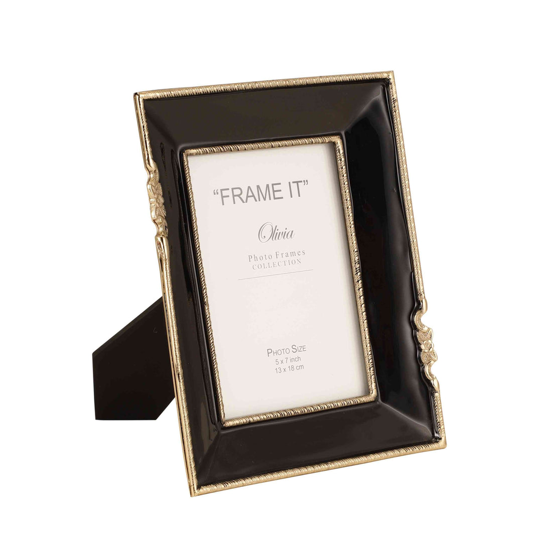 Enamel Embrace Jet Black Frame | Sleek Photo Display for Modern Decor
