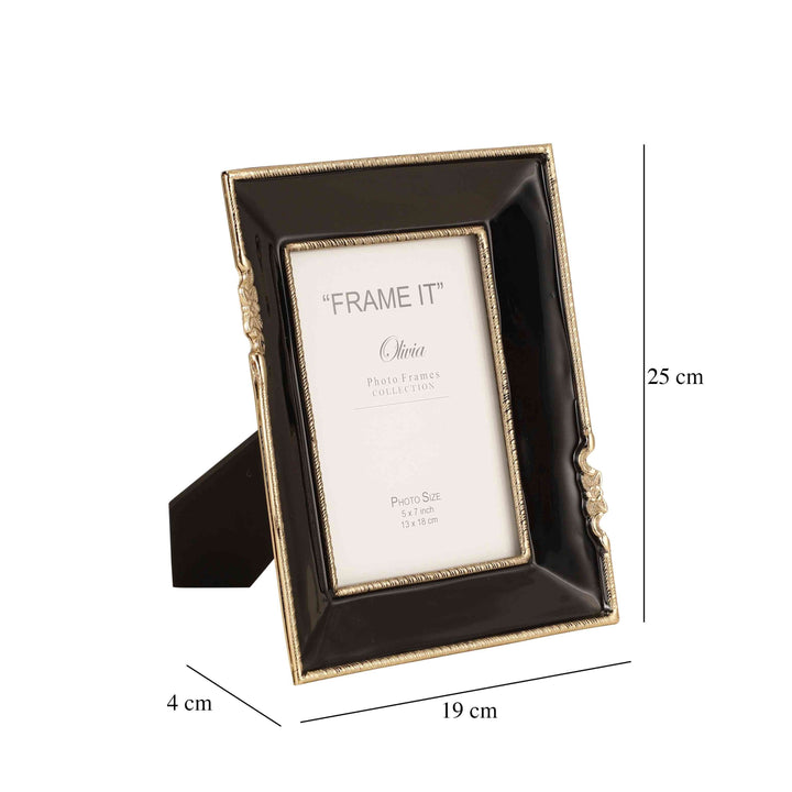 Enamel Embrace Jet Black Frame | Sleek Photo Display for Modern Decor