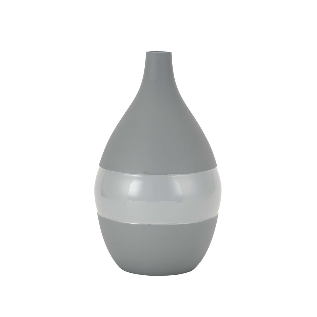 Vesera Petite Grey Enamel Vase | Delicate Grey Vase for Subtle Elegance