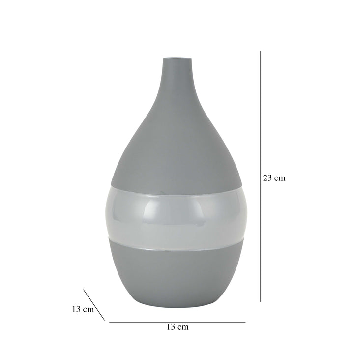 Vesera Petite Grey Enamel Vase | Delicate Grey Vase for Subtle Elegance