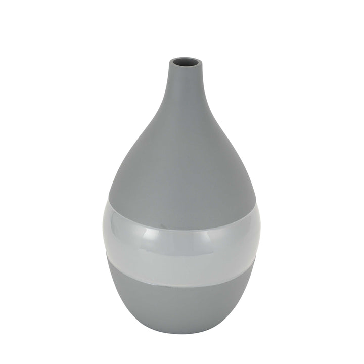 Vesera Petite Grey Enamel Vase | Delicate Grey Vase for Subtle Elegance