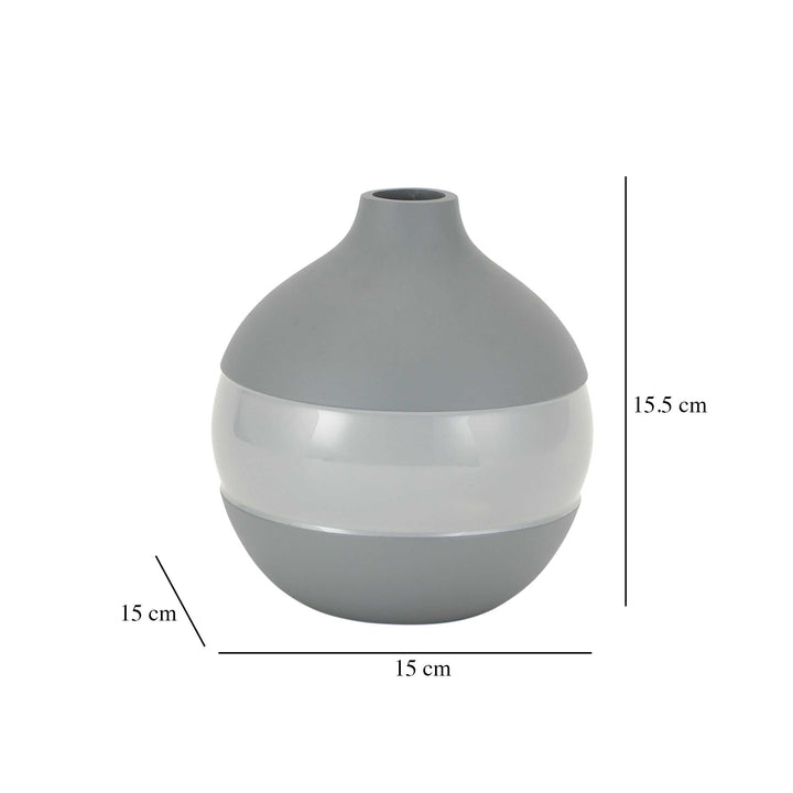 Klova Grey Enamel Serenity Vase | Glossy Grey Vase for Tranquil Decor