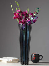 Radiant Metal & Glass Vase | Black/Blue, Gold/Amber, Gold/Green