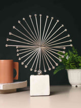 Starburst Metal Sculpture with Marble Base | Modern Art Piece