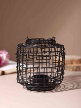 Basketweave Tea Light Holder | Cozy Rustic Accent