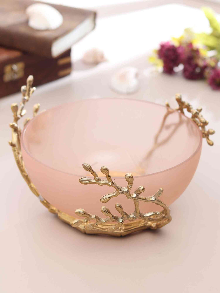 Vincent Artisanal Glass Bowl | Intricate Metalwork for Elegant Decor