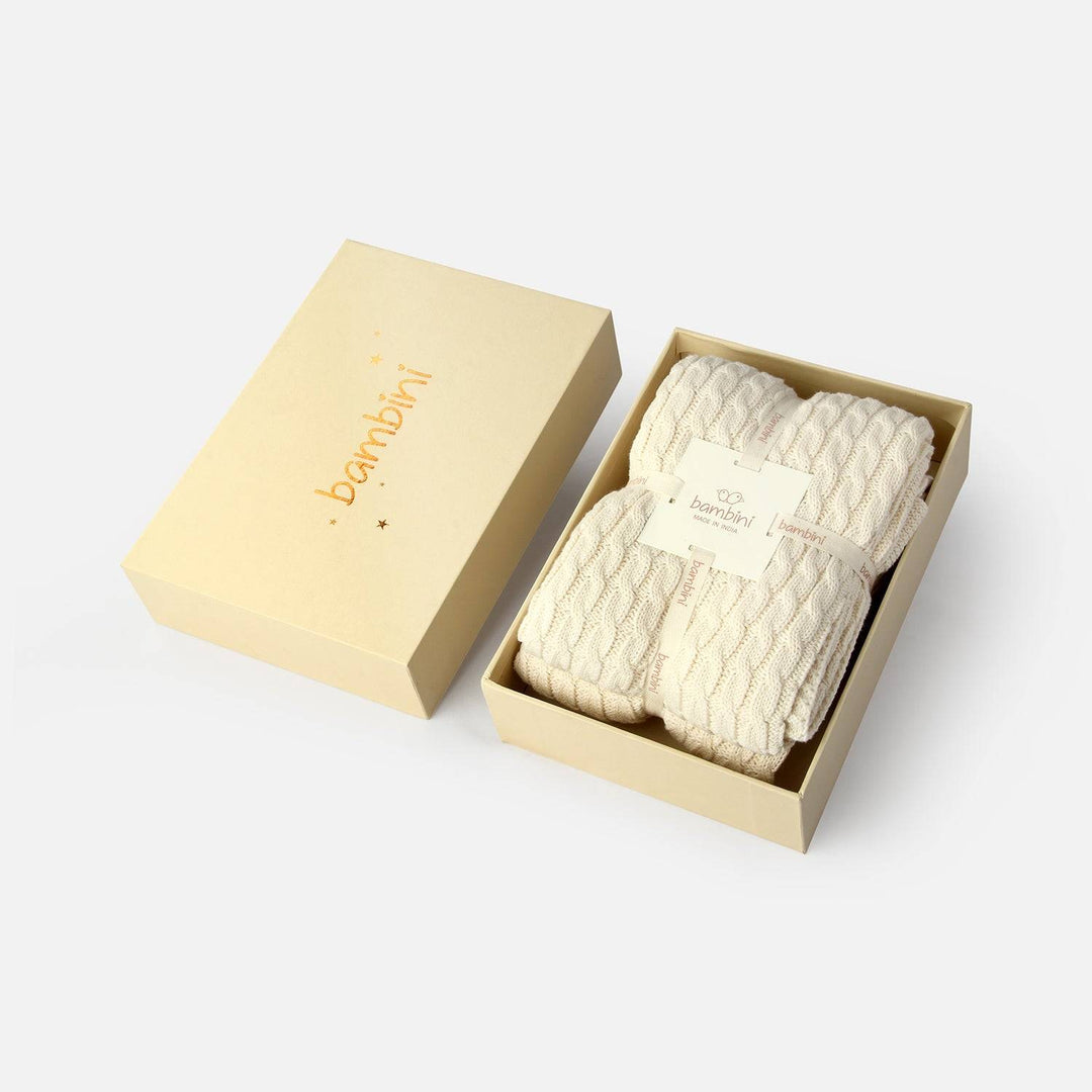 Classic Knit Baby Blanket Soft Cotton, 80 x 100 cm