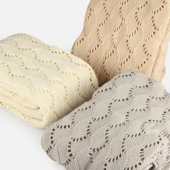 Crocheted Look Baby Blanket 100% Cotton, 80 x 100 cm