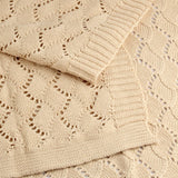Crocheted Look 100% Cotton Baby Blanket Toast, Ivory